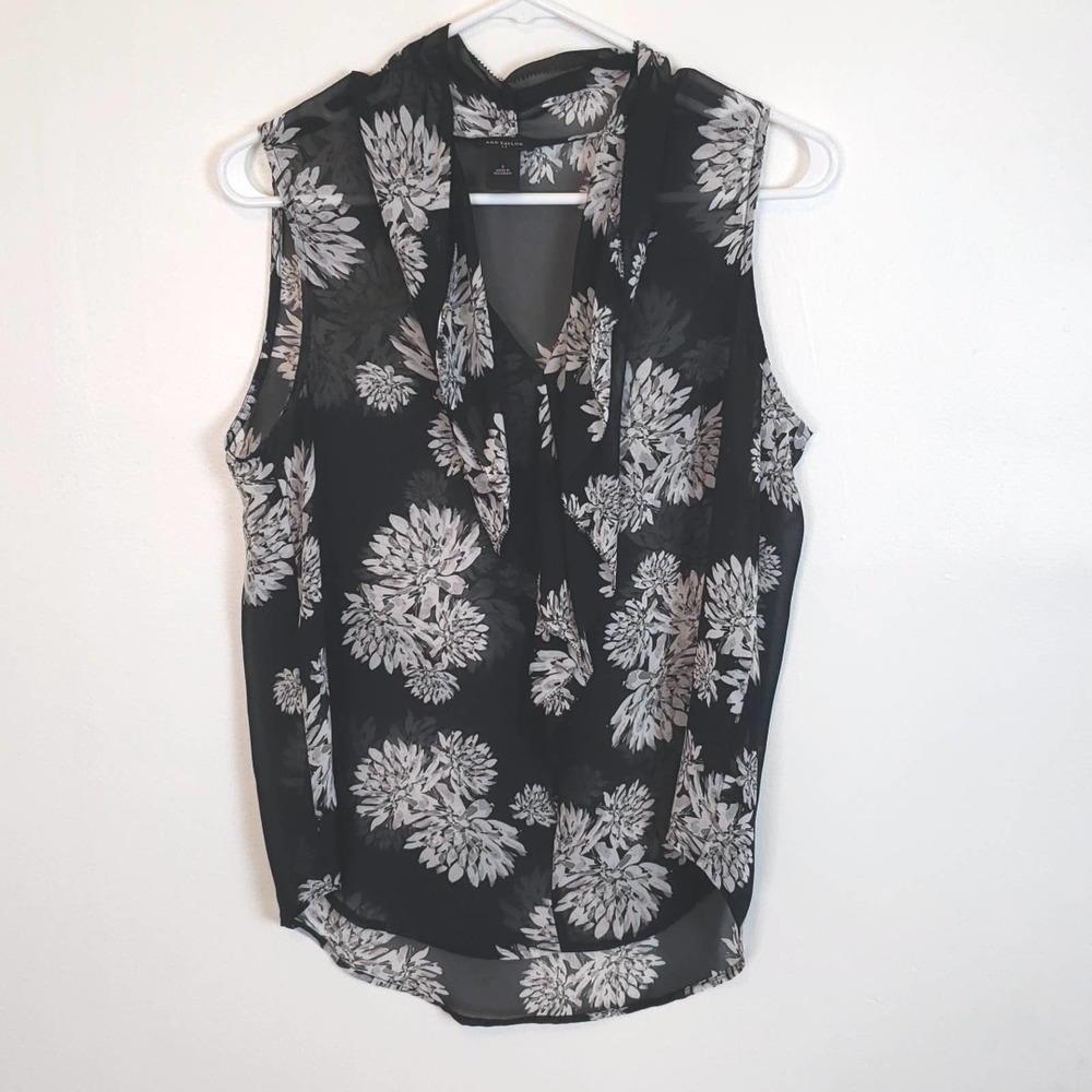 Ann Taylor Sheer Floral Blouse size Small